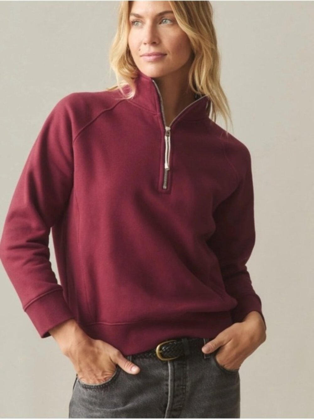 American Giant Pomegranate Midweight Half-Zip Pullover Sweatshirt New XL